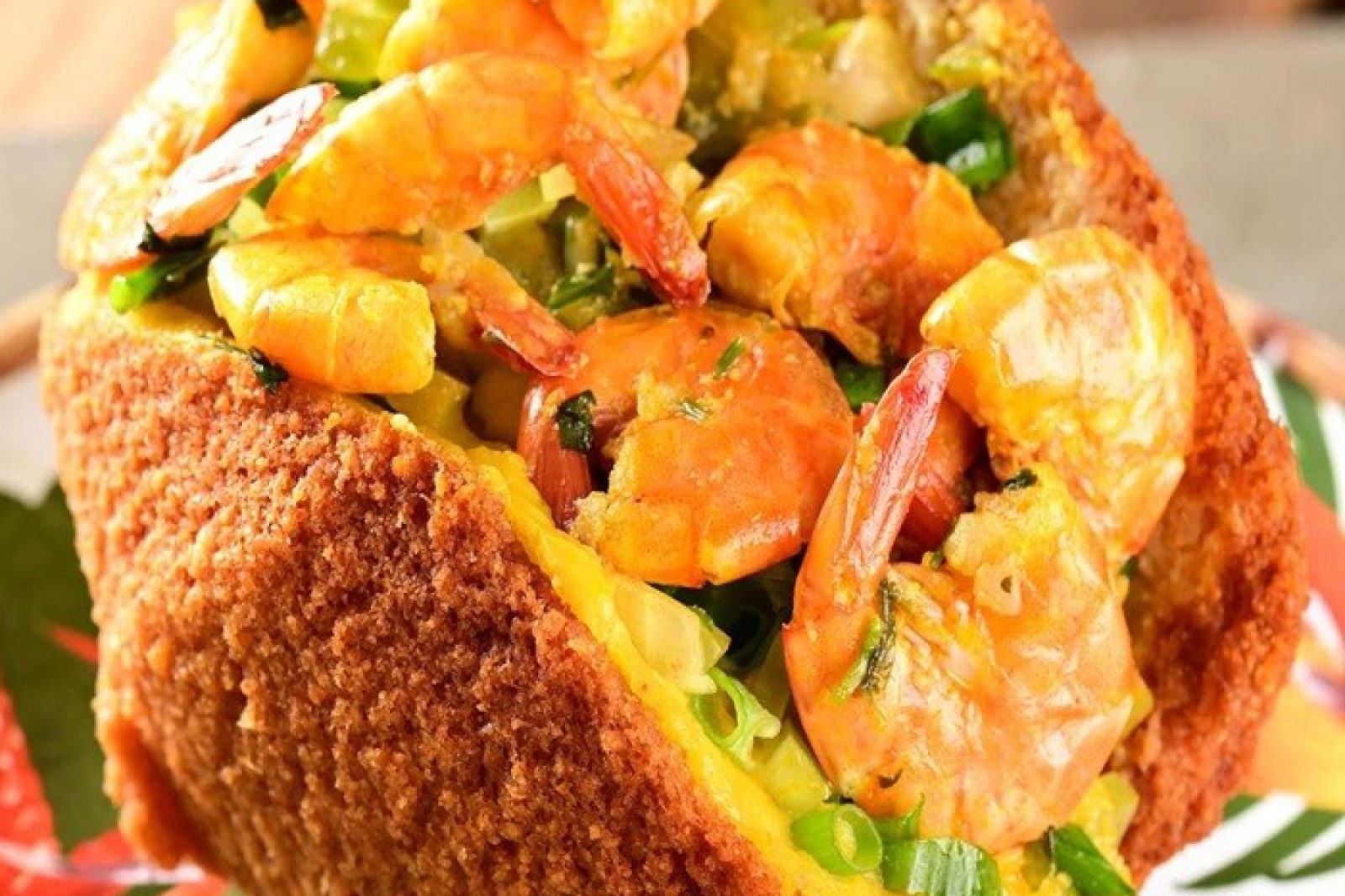 Acaraje black-eyed pea fritters with shrimp filling