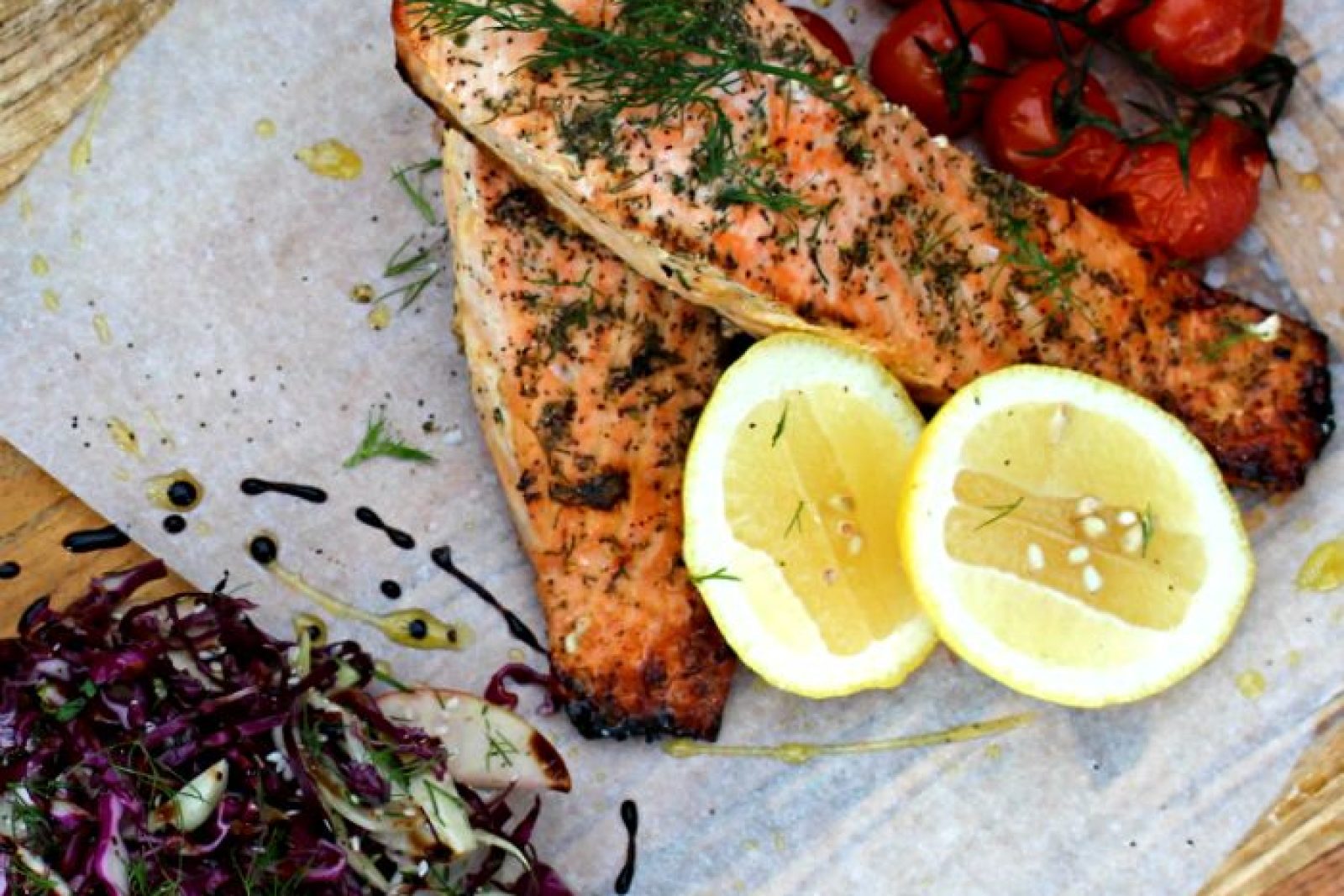 Baked salmon with fennel & tomatoes